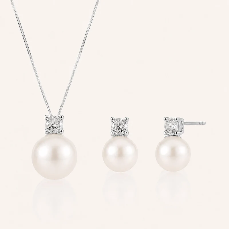 The Noble | Aurora Perlen-Halskette & Ohrring-Set