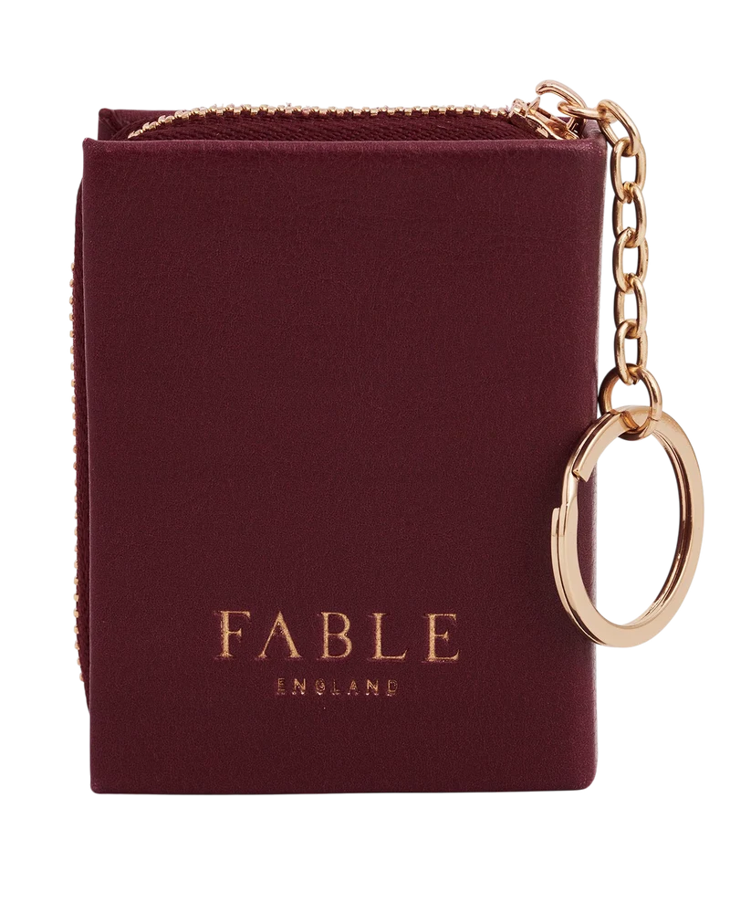 Meadow Print Book Clip On Coin Purse in Burgundy