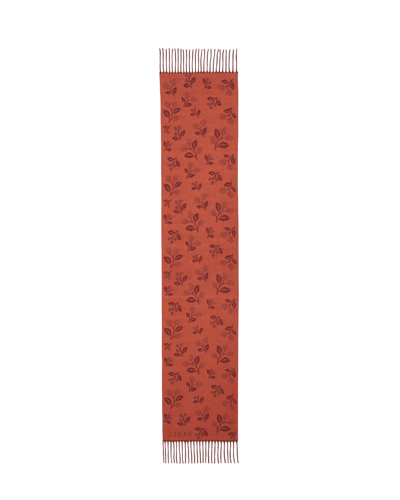 Blackberry Long Jacquard Scarf in Burgundy