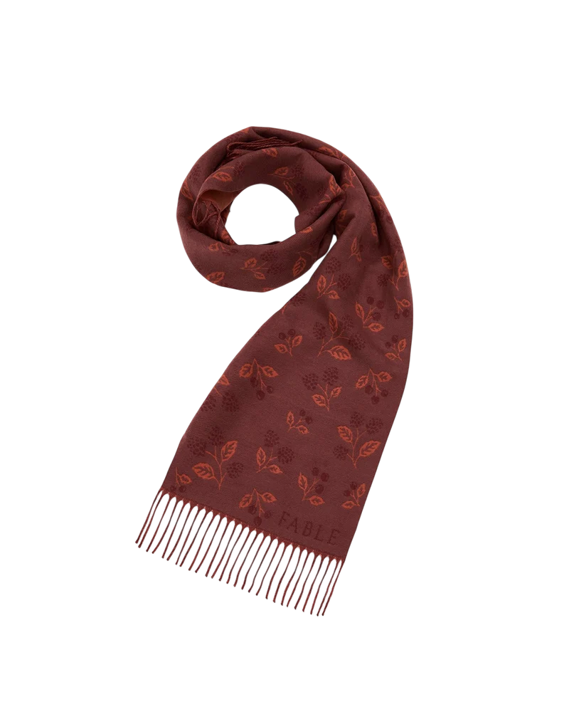 Blackberry Long Jacquard Scarf in Burgundy