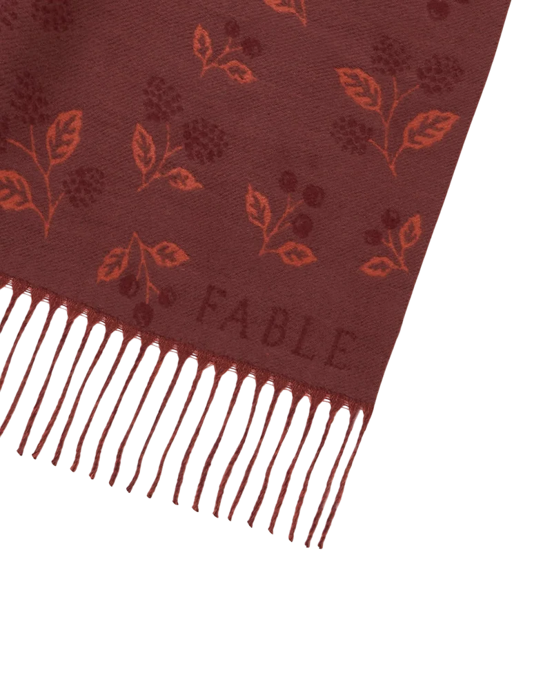 Blackberry Long Jacquard Scarf in Burgundy