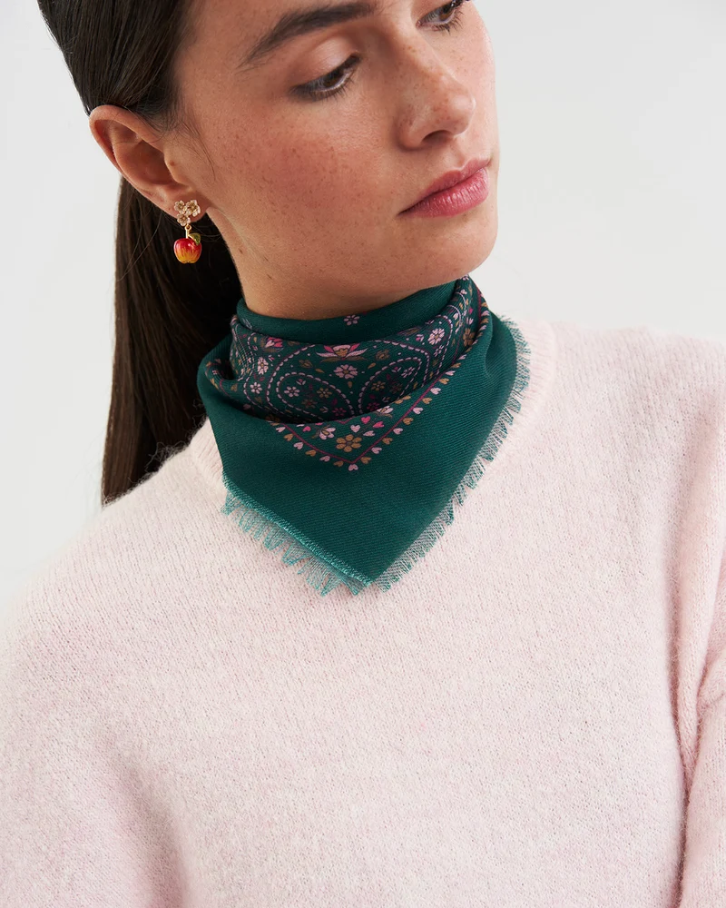 Paisley Bee Bandana Scarf in Green