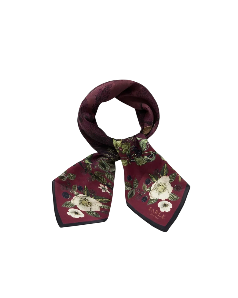 Orla Narrative Medium Square Scarf in Burgundy