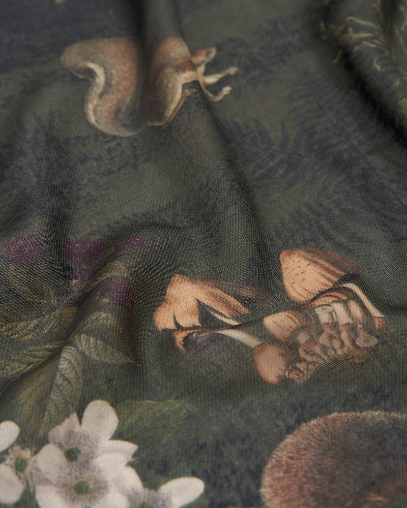 Woodland Meadow Large Rectangle Scarf in Midnight