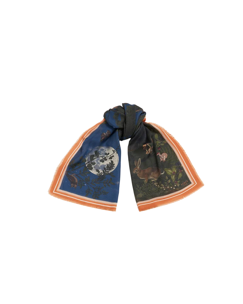 Woodland Meadow Large Rectangle Scarf in Midnight