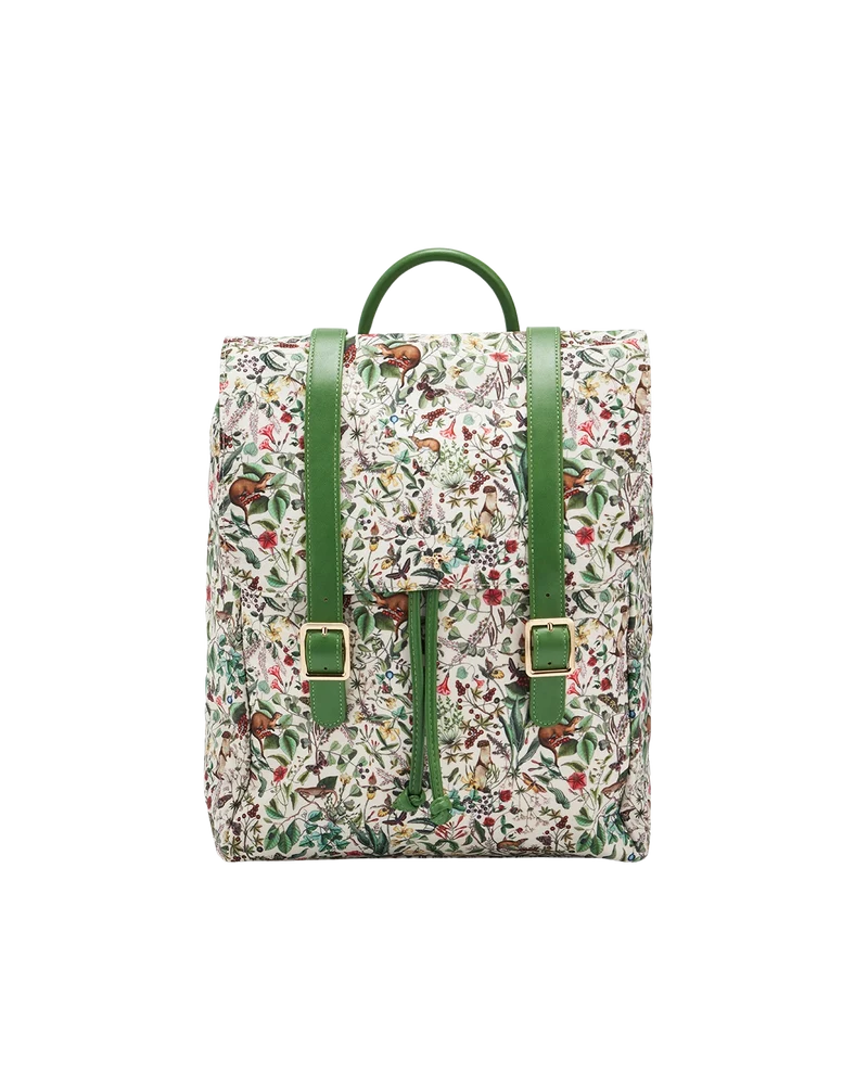 Green Garden Floral Buckle Backpack