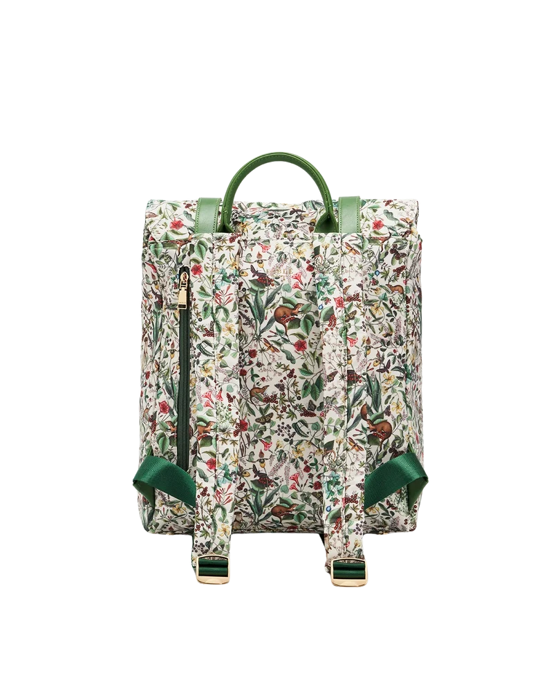 Green Garden Floral Buckle Backpack