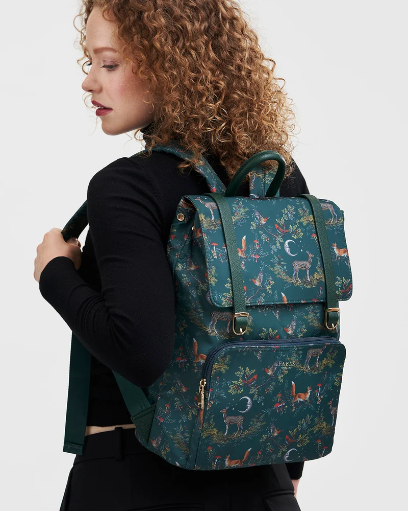 Green Into The Woods Buckle Backpack Medium
