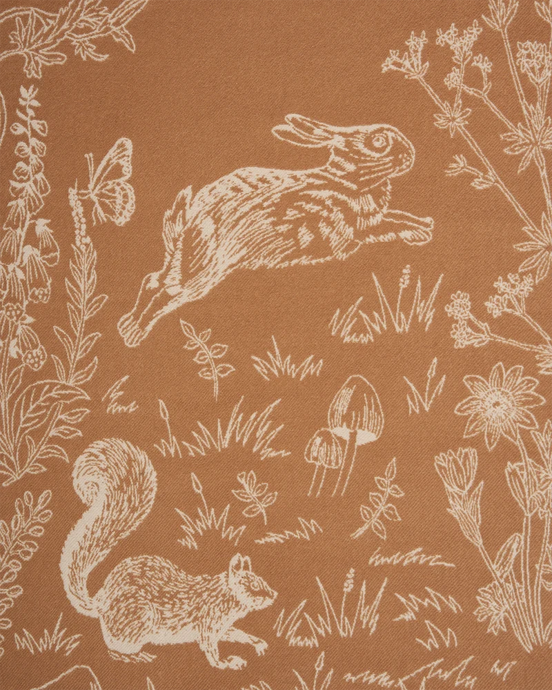 Woodland Scene Check Jacquard Long Scarf in Tan