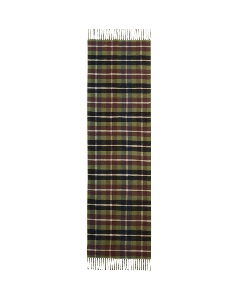 Woodland Scene Check Jacquard Long Scarf in Khaki
