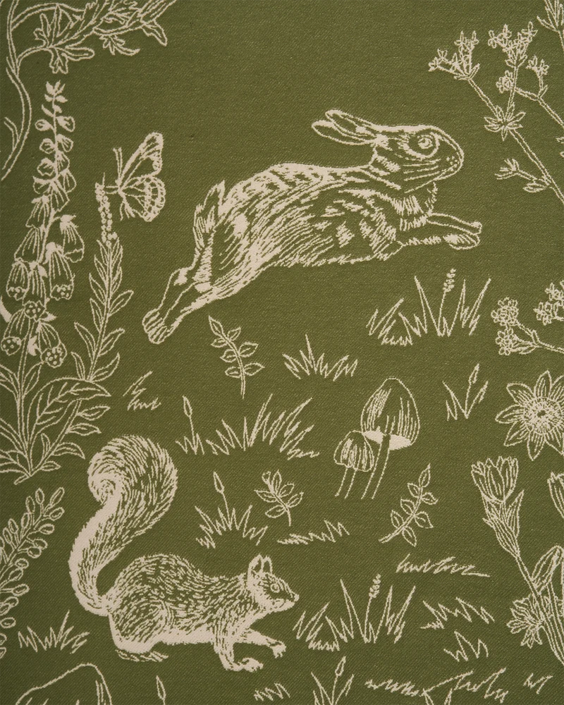 Woodland Scene Check Jacquard Long Scarf in Khaki