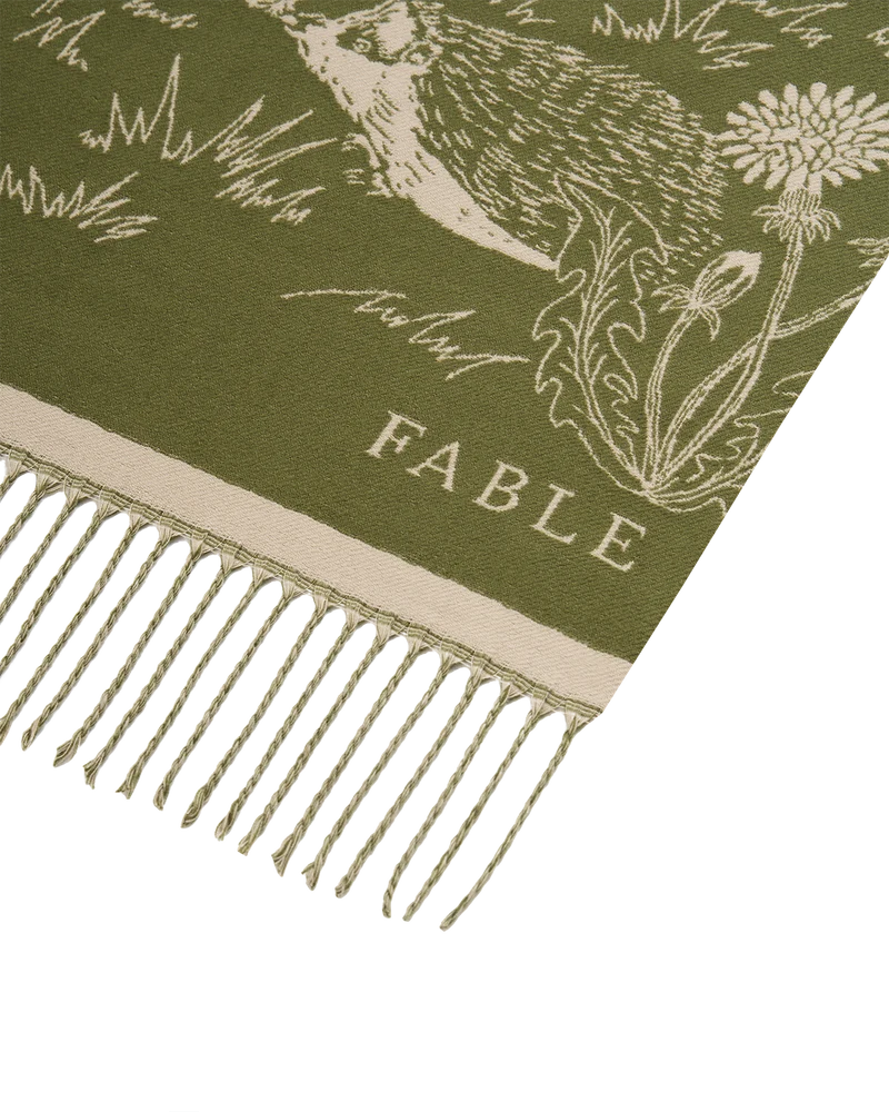 Woodland Scene Check Jacquard Long Scarf in Khaki