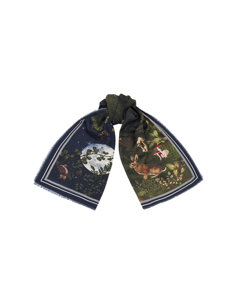 Woodland Meadow Large Rectangle Scarf in Navy