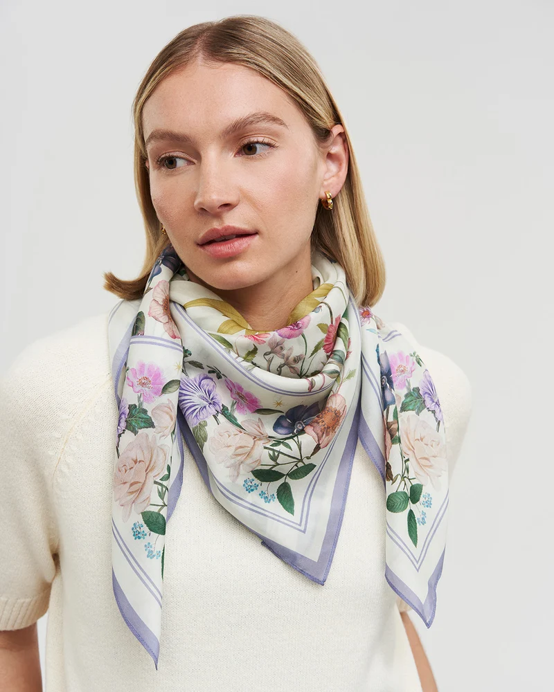 Ivory Selene Silk Blend Medium Square Scarf