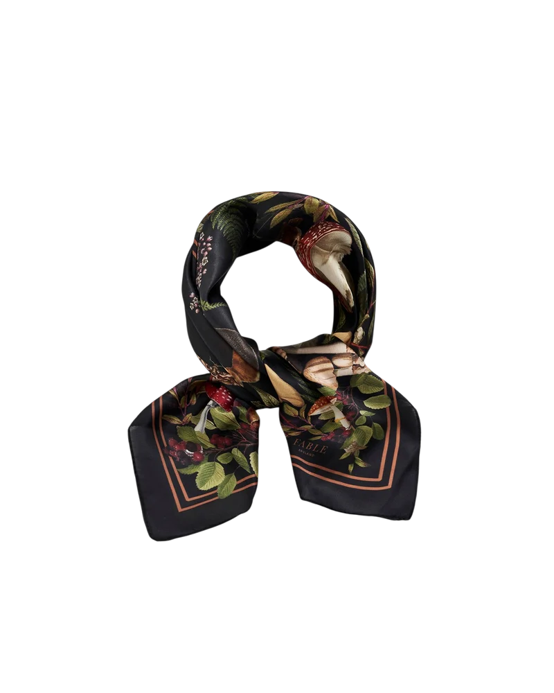 Orla Mushroom Square Scarf in Black