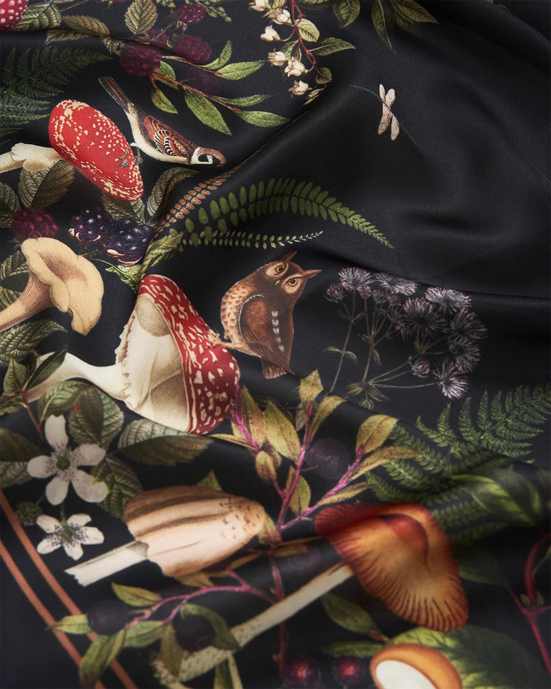 Orla Mushroom Square Scarf in Black