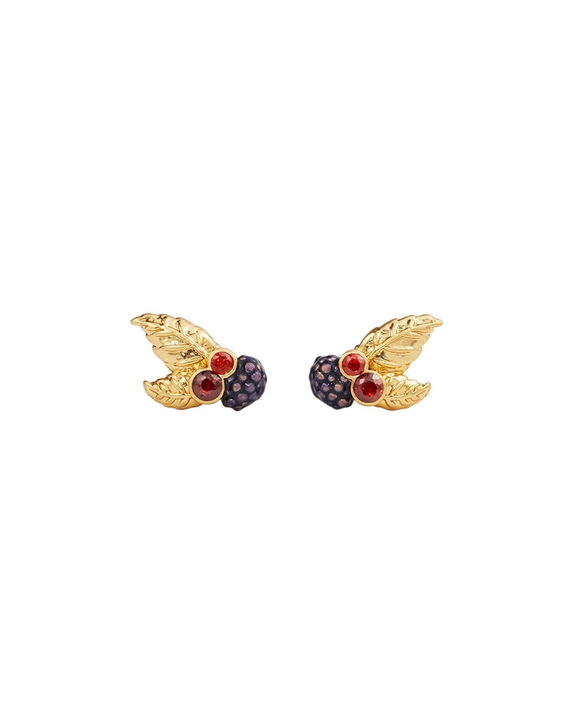 Orla Blackberry Stud Earrings in Gold