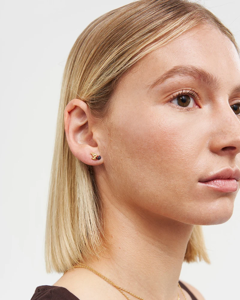 Orla Blackberry Stud Earrings in Gold