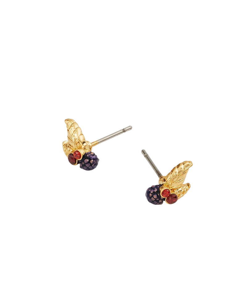 Orla Blackberry Stud Earrings in Gold
