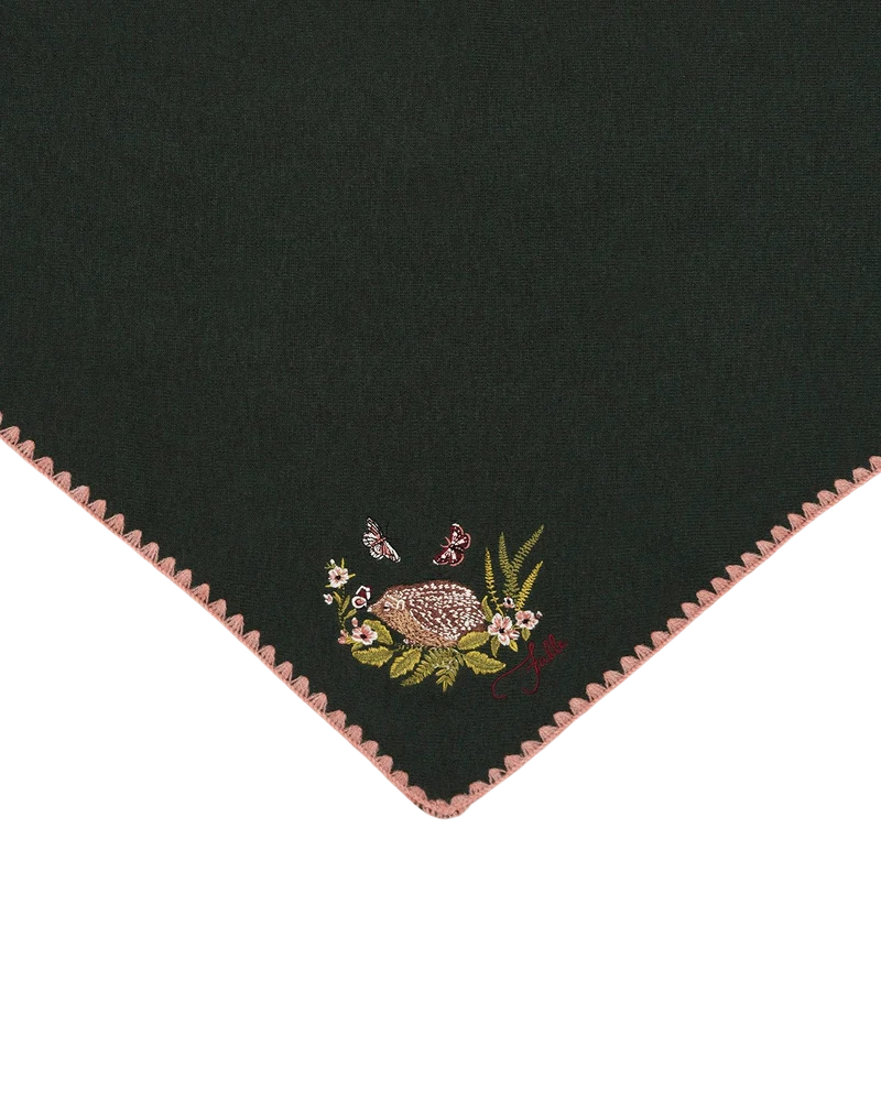 Hedgehog Triangle Scarf in Forest Green