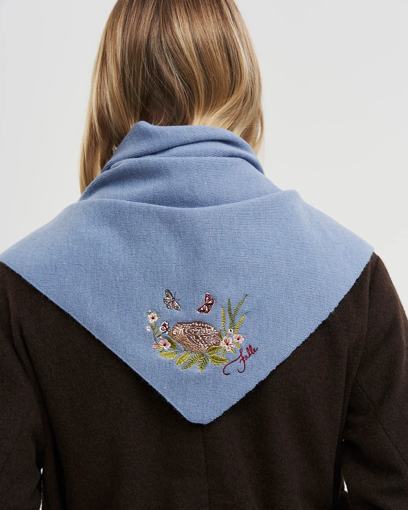 Hedgehog Triangle Scarf in Blue