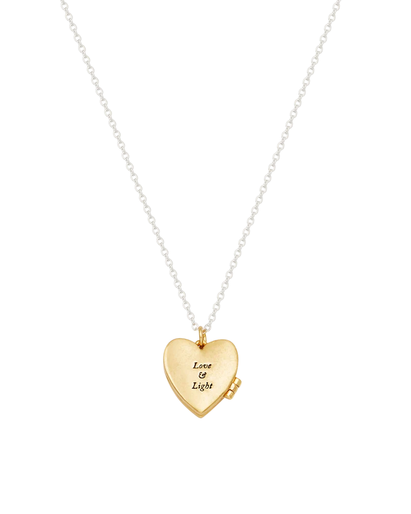 Selene Moon & Periwinkle Locket Necklace in Gold