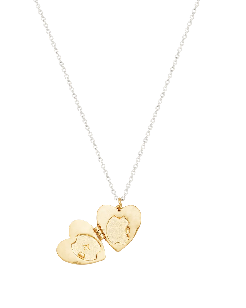 Selene Moon & Periwinkle Locket Necklace in Gold