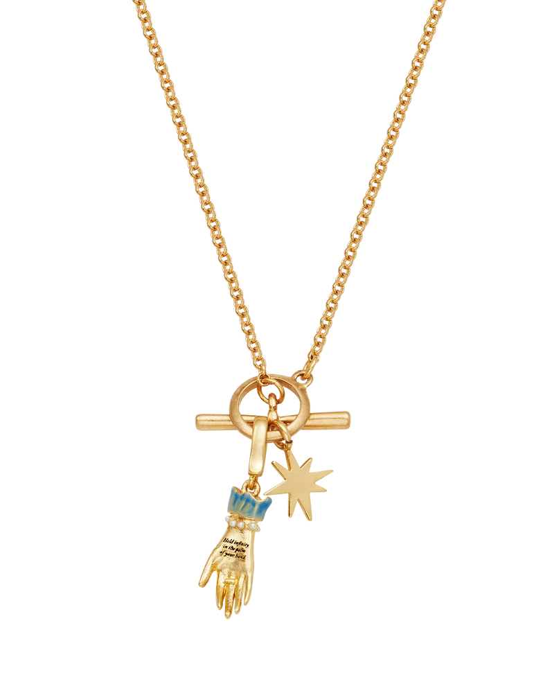 Palm Of Your Hand Pearl Toggle Necklace in Gold