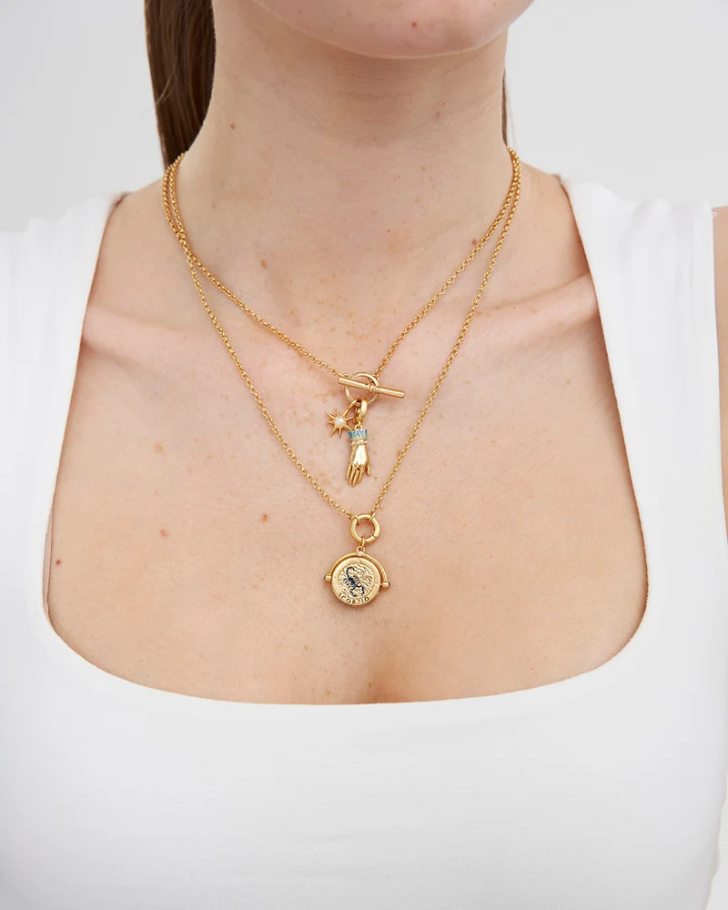 Palm Of Your Hand Pearl Toggle Necklace in Gold
