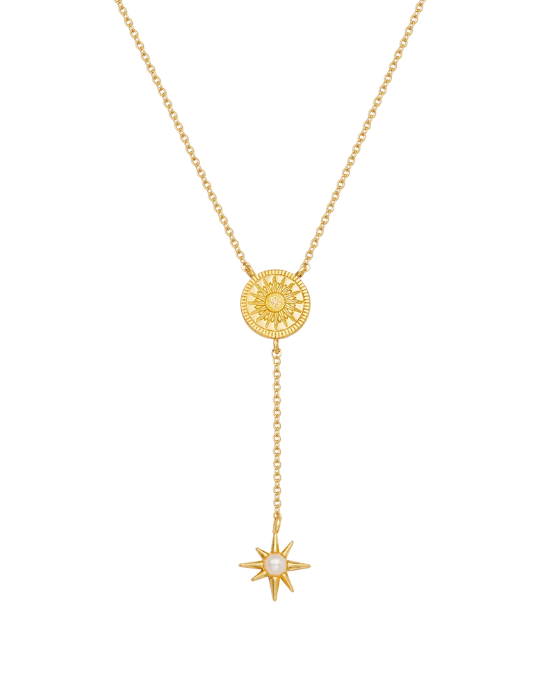 Sun Lariat Necklace in Gold