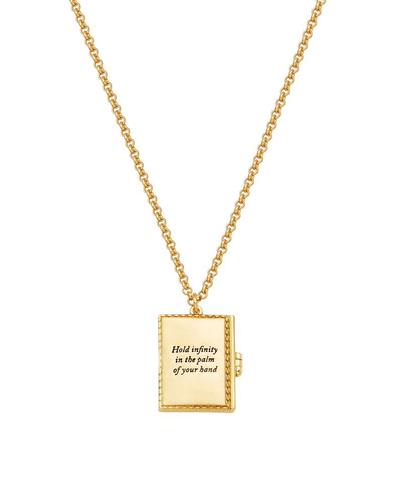 White English Rose Locket Necklace in Gold
