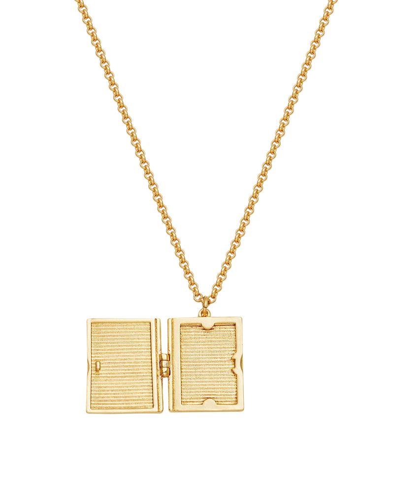 White English Rose Locket Necklace in Gold