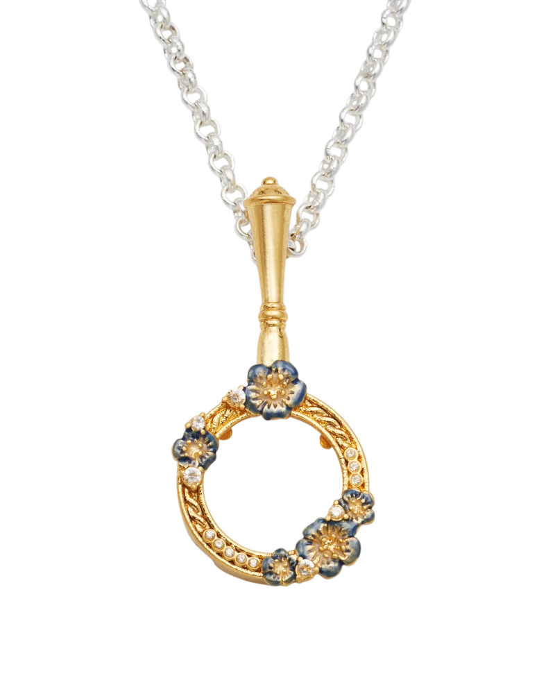 Larkspur Magnifying Glass Necklace in Gold