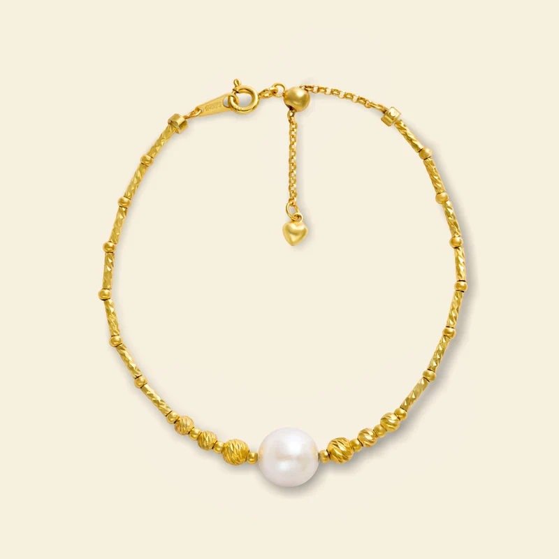 Solitär-Perlenarmband aus Gold
