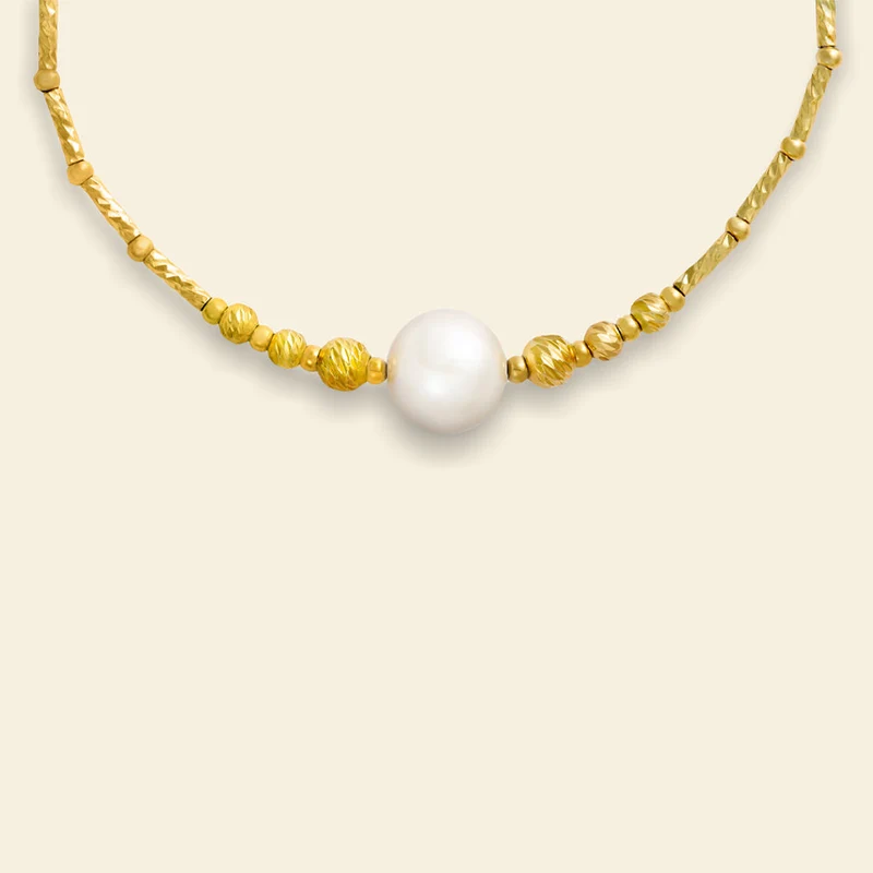 Solitär-Perlenarmband aus Gold