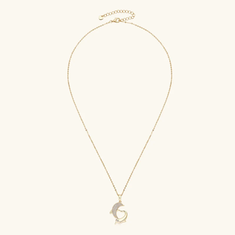 Gold Dolphin Premium Moissanite Anhänger Halskette