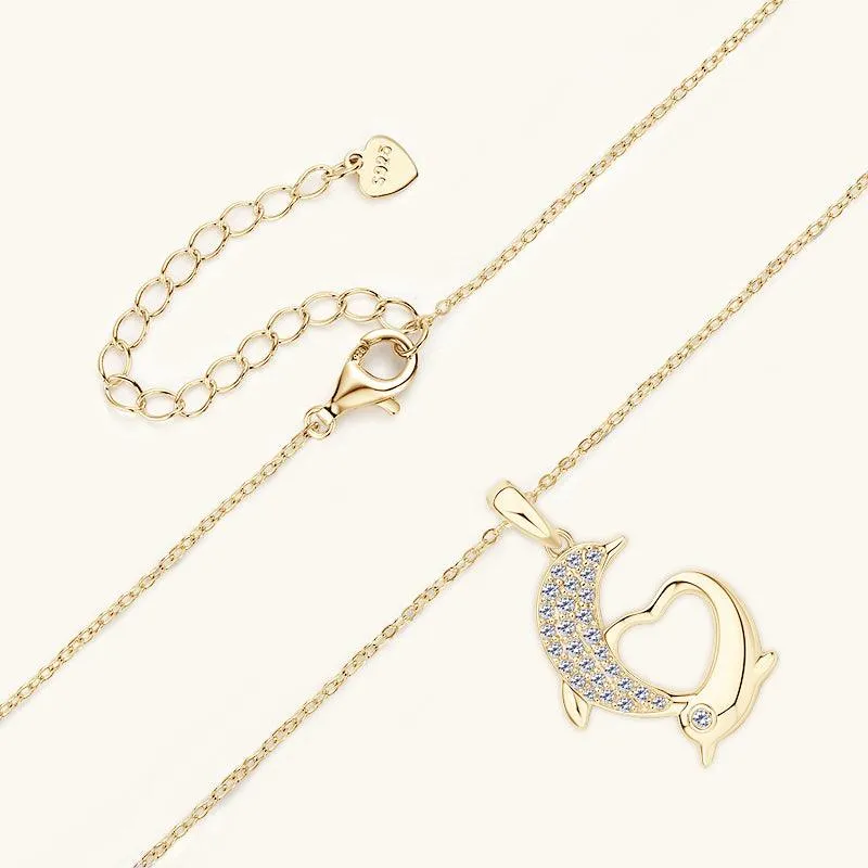 Gold Dolphin Premium Moissanite Anhänger Halskette