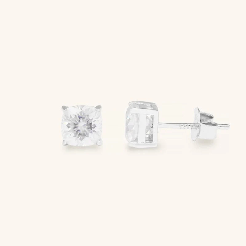 Klassische Kissen-Premium-Moissanit-Ohrstecker