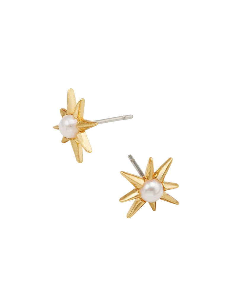 Star Pearl Stud Earrings in Gold