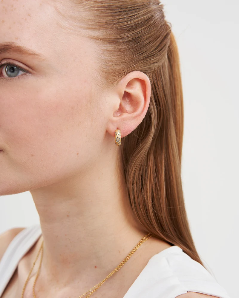 Periwinkle Huggie Earrings in Gold