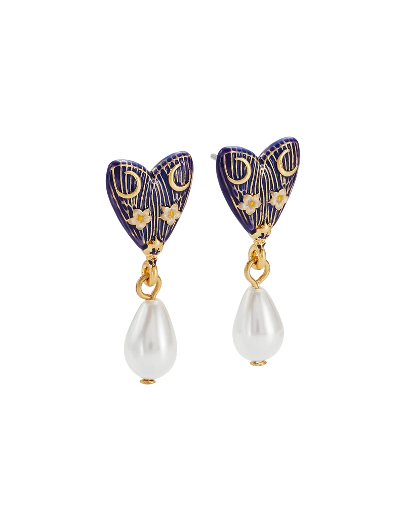 Jasmine Moon Butterfly & Pearl Earrings in Gold
