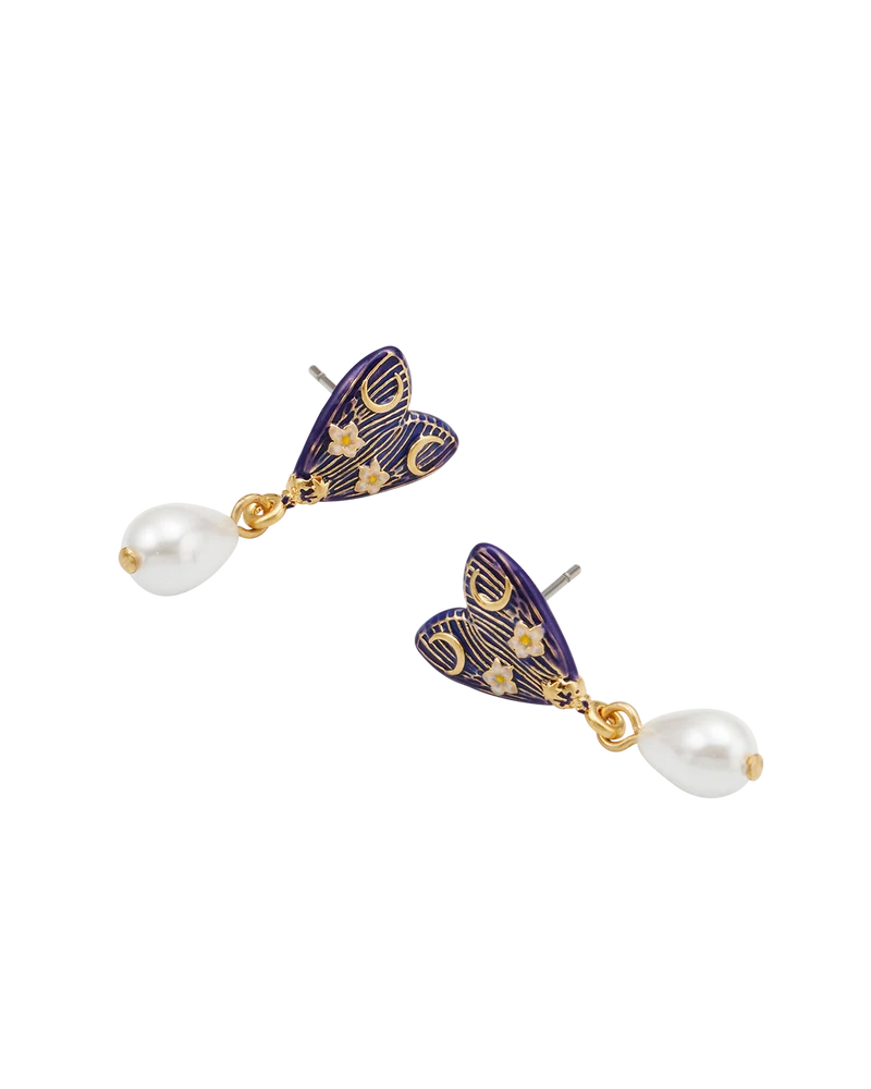 Jasmine Moon Butterfly & Pearl Earrings in Gold