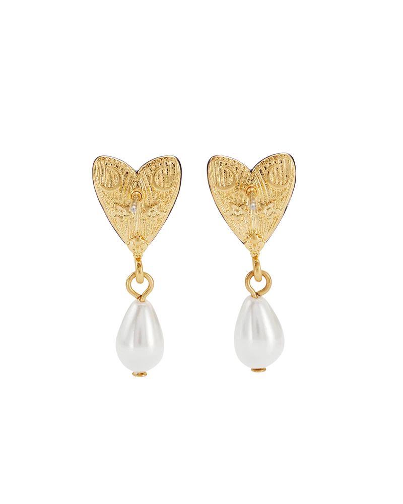 Jasmine Moon Butterfly & Pearl Earrings in Gold