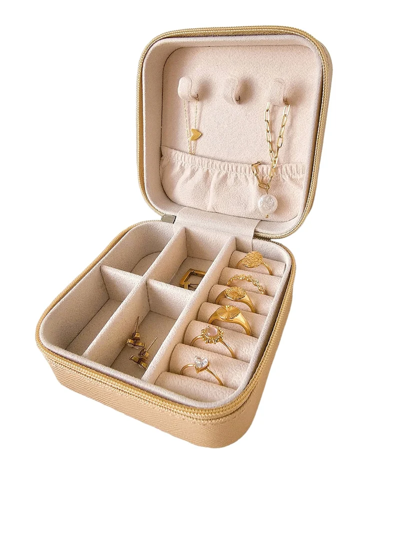 Schmuckkästchen PU Leder Beige