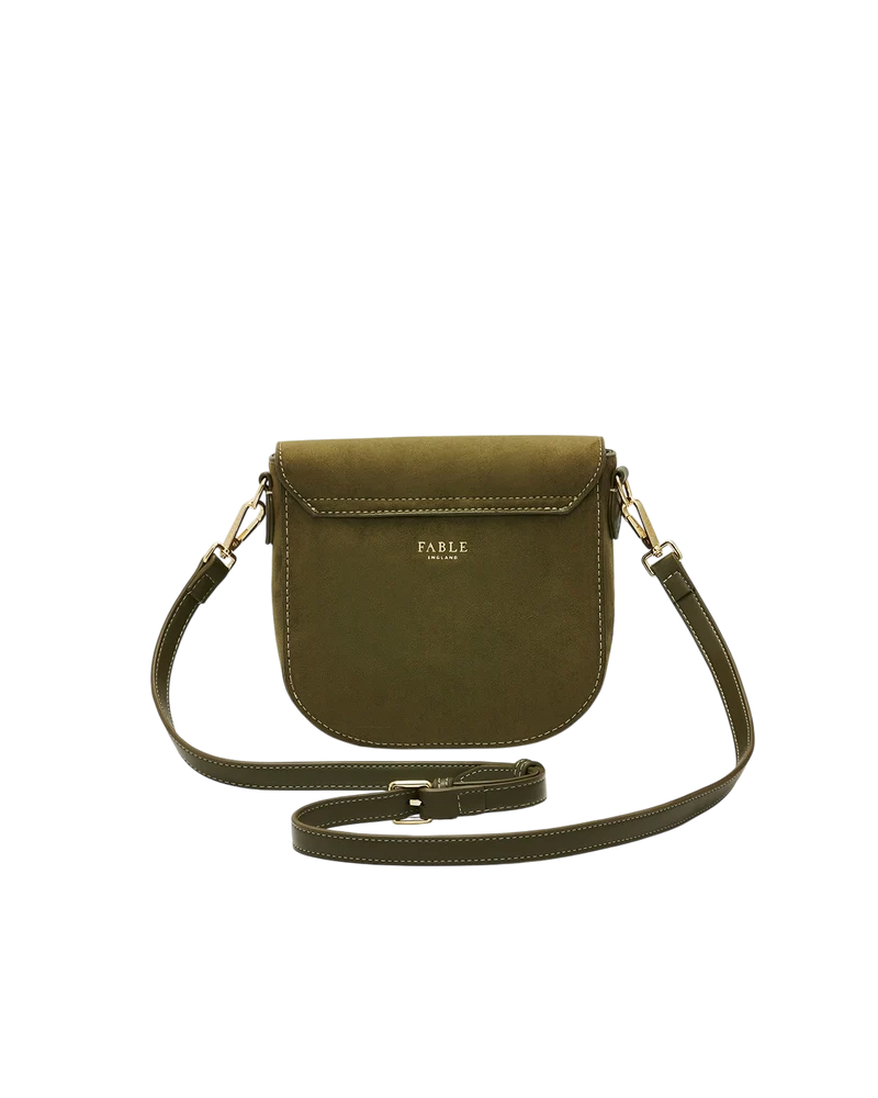 Beth Faux Suede Saddle Bag in Khaki