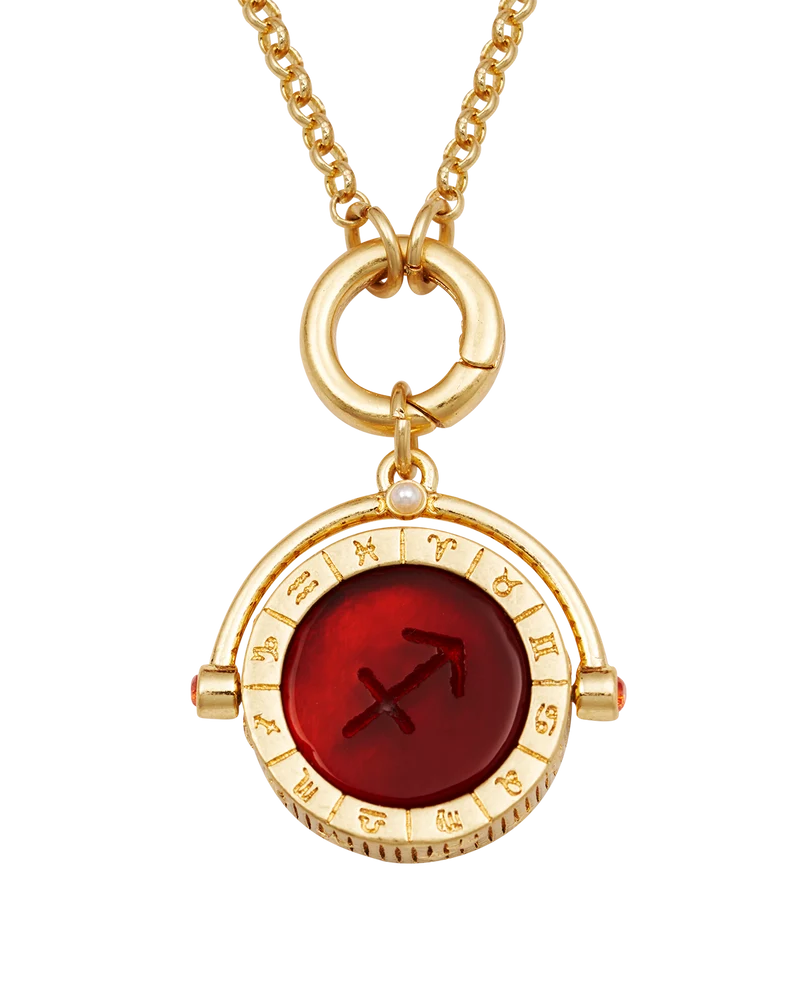 Sagittarius Zodiac Spinner Necklace in Gold