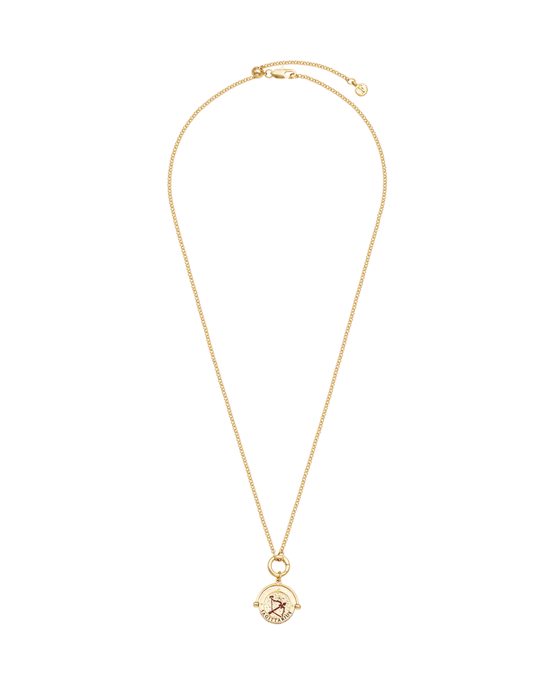 Sagittarius Zodiac Spinner Necklace in Gold