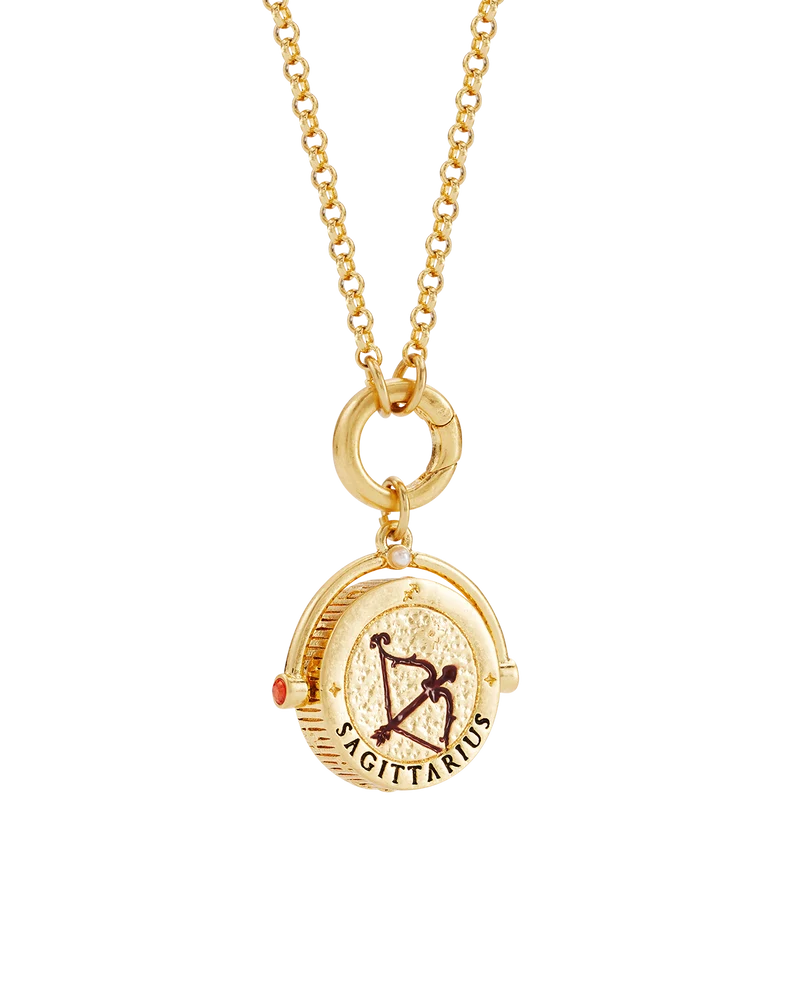 Sagittarius Zodiac Spinner Necklace in Gold