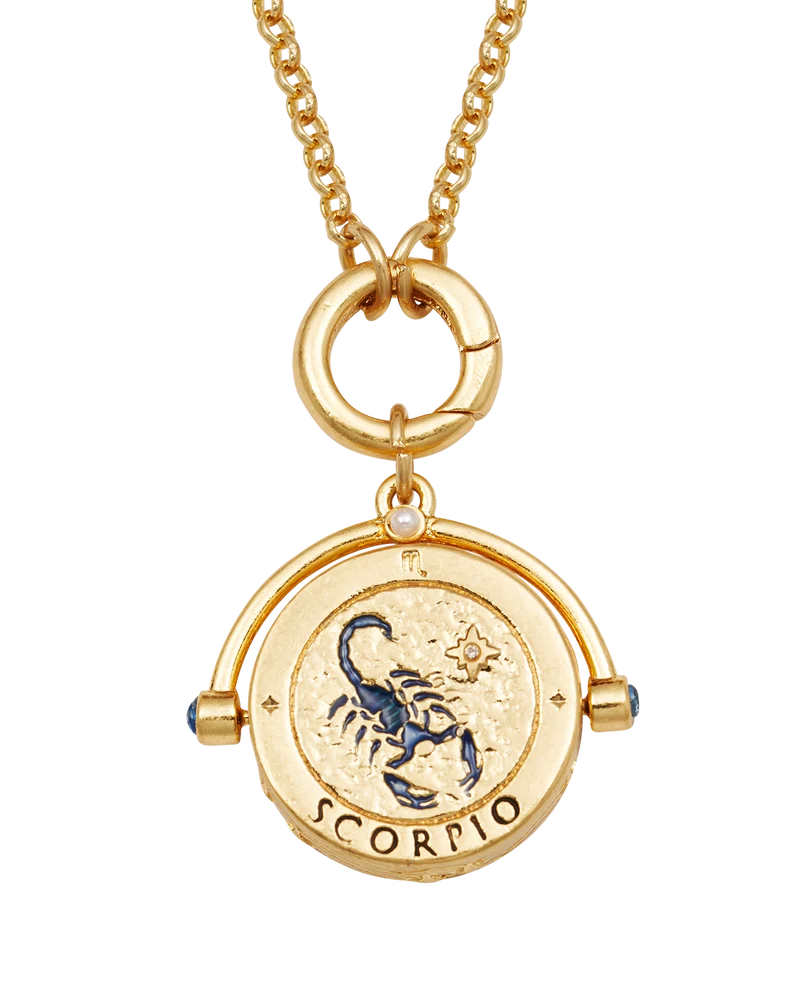 Scorpio Zodiac Spinner Necklace in Gold