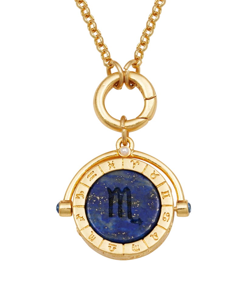 Scorpio Zodiac Spinner Necklace in Gold